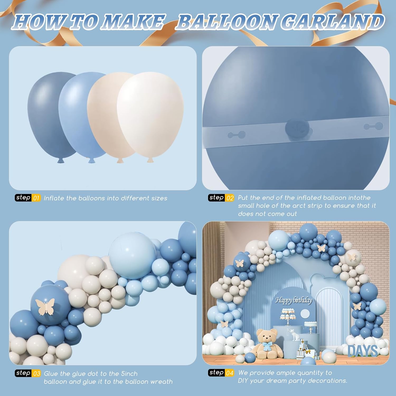 Dusty Blue Sand White Latex Ba - đánh giá và giá Wedding Supply Kit