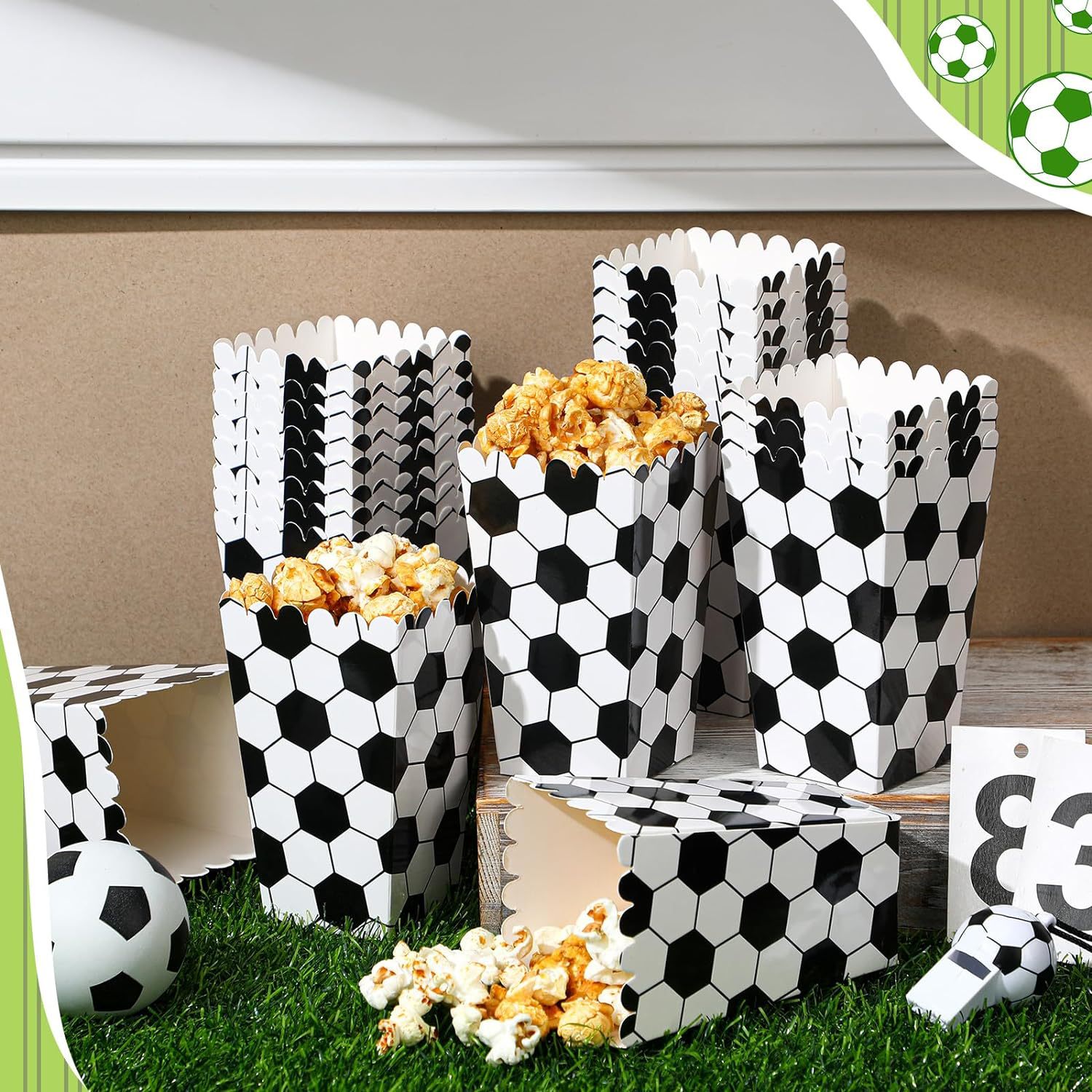 6/18Pcs  Football Popcorn Boxe - đánh giá và giá Wedding Supply.Box