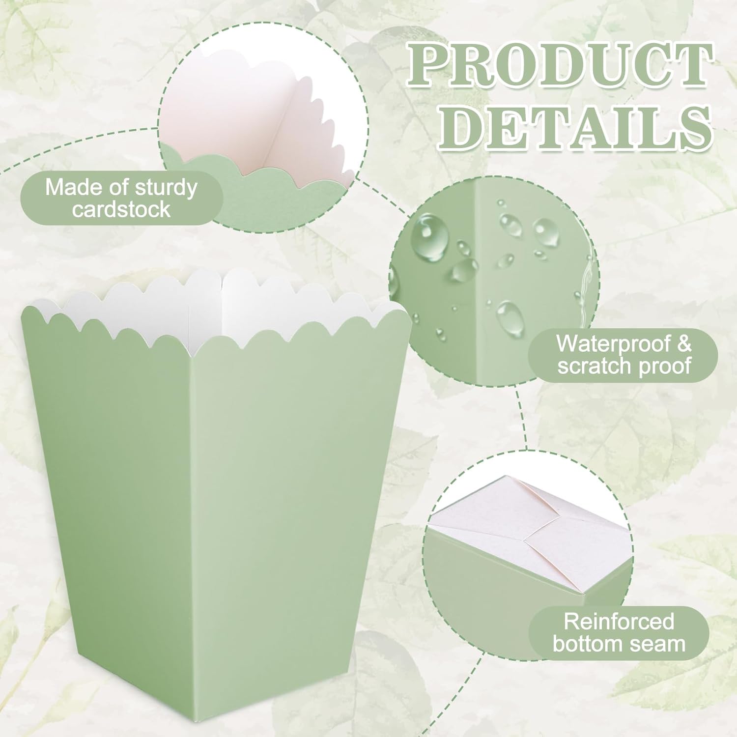 12 pcs  Sage Green Mini Popcor - đánh giá và giá Wedding Supply.Box